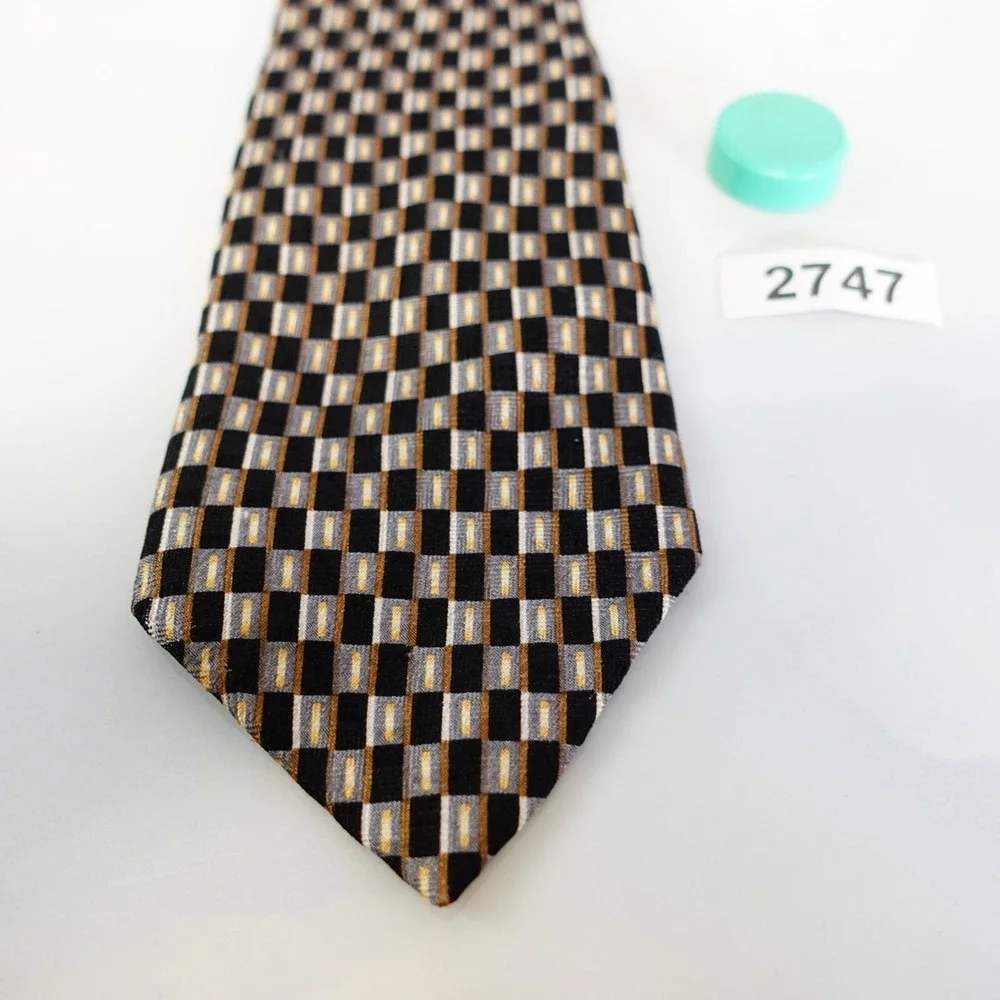 JOHN HENRY Neck Tie Mens Black Brown Short Designer Suit Art Classic Dark SKINNY